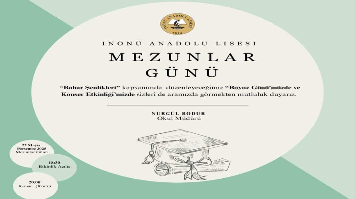 İNÖNÜ ANADOLU LİSESİ MEZUNLAR GÜNÜNE DAVETLİSİNİZ 